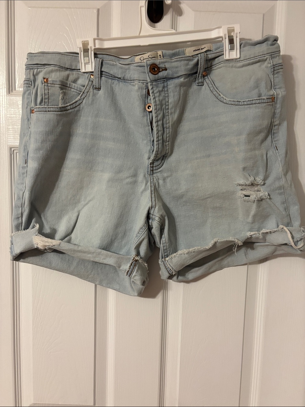 Jessica Simpson Light Blue Distressed Rolled Hem Jean Shorts